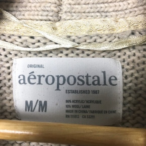 Aeropostale Cowl Neck Knit Cardigan Beige | Medium - Picture 4 of 4